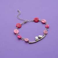 Pink Bird on a Wire Bracelet thumbnail
