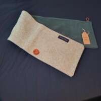 Green Herringbone Tweed Scarf Green Fleece Lining thumbnail