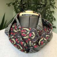 Grey Tweed Infinity Scarf with Stag and Thistle Lining thumbnail
