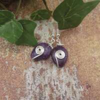 Celtic Spiral Gemstone Silver Plated Earrings thumbnail