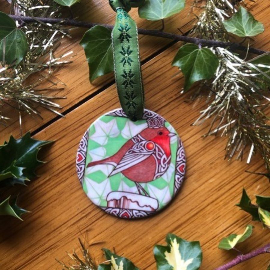 Christmas Robin Hanging Ornament Highland Hiddle