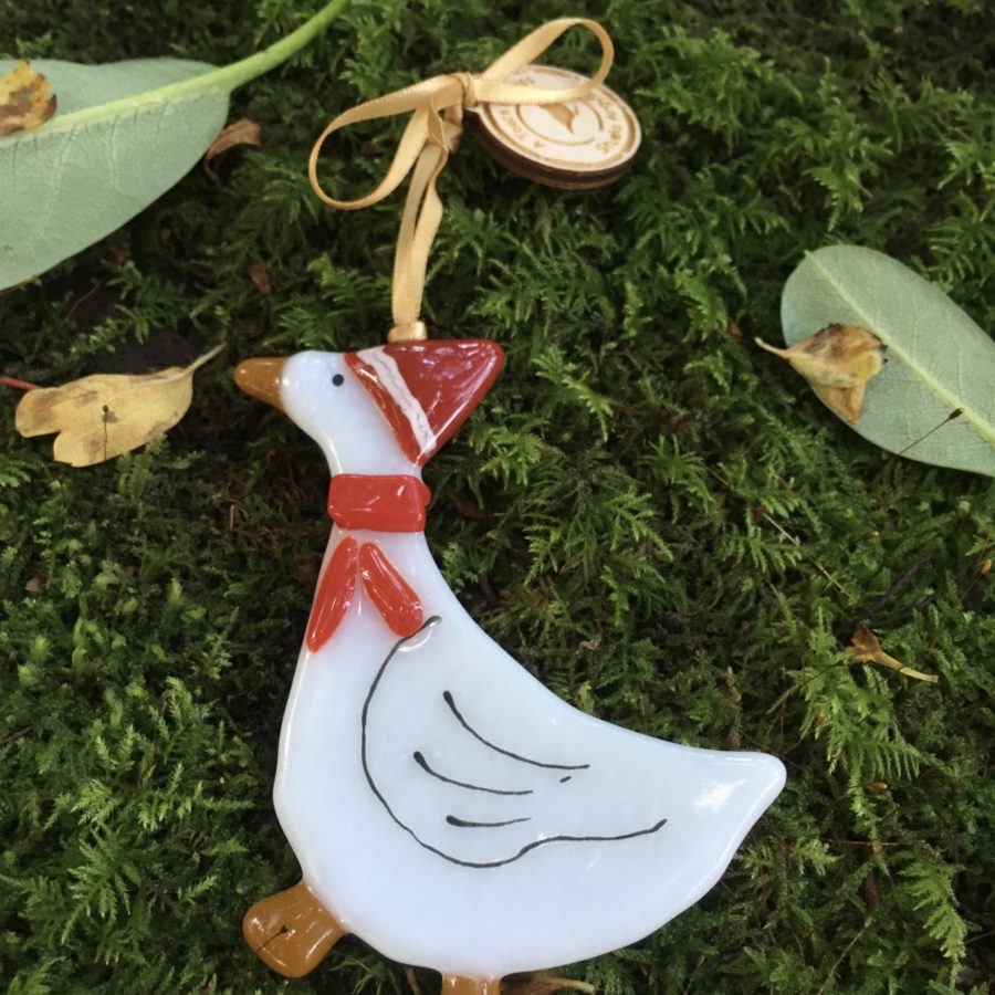 Christmas Goose Glass Decoration Highland Hiddle