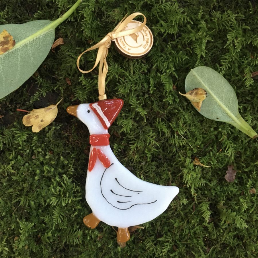 Christmas Goose Glass Decoration Highland Hiddle