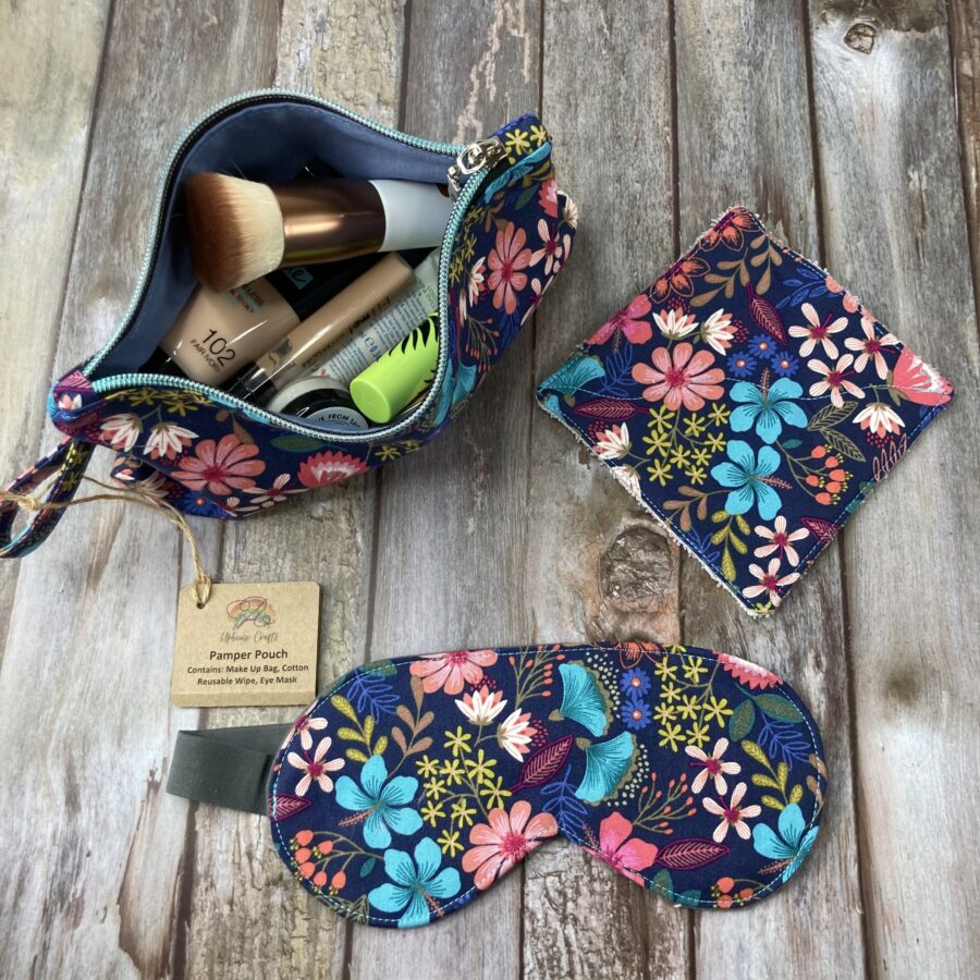 Navy Blue Floral Pamper Pouch Set Highland Hiddle