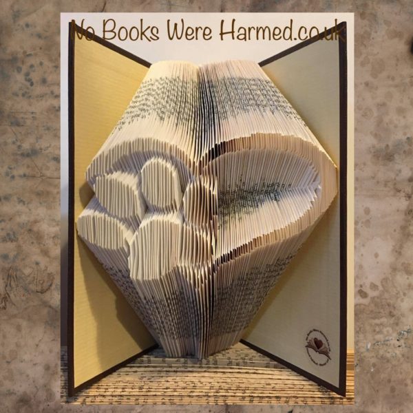 Heart with Paw Print Book Sculpture