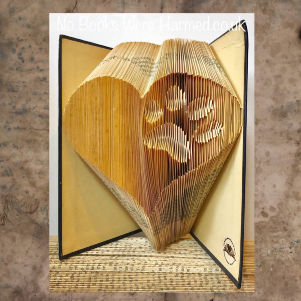 Heart with Inverted Paw Print Book Sculpture