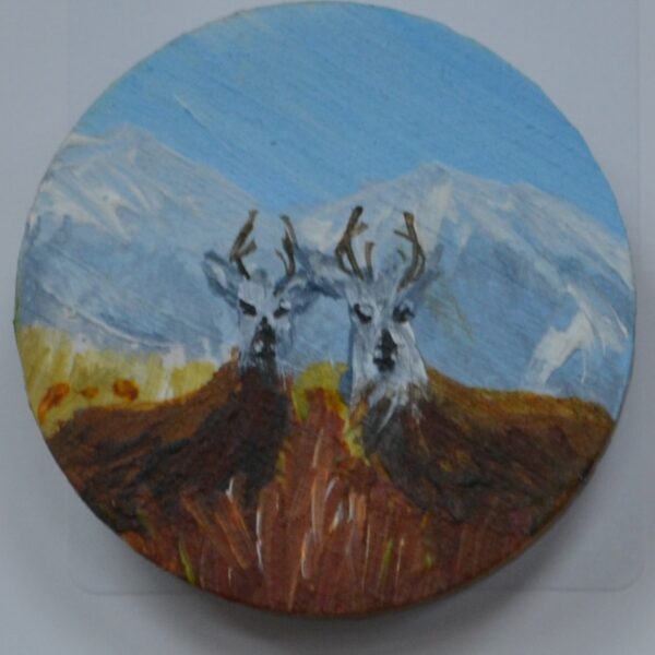 Stags Round Brooch
