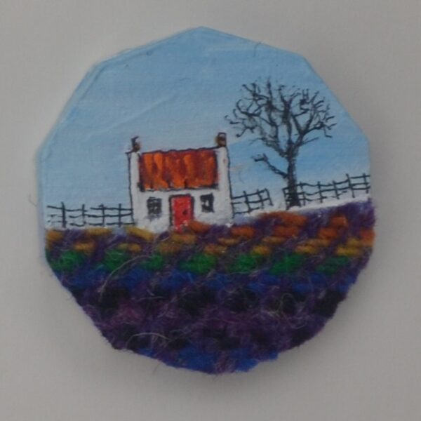 Cottage on Harris Tweed Brooch