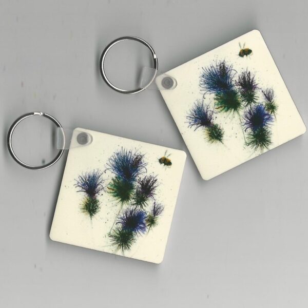 Thistle and Bee Keyring