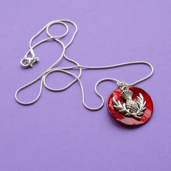 Beetroot Red Thistle Pendant