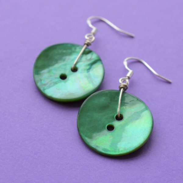 Mother of Pearl Turquoise Single Button Earrings