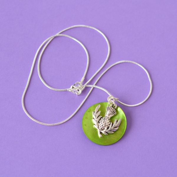 Bright Green Thistle Pendant