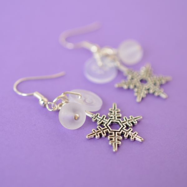 Christmas Snowflake White Cluster Earrings