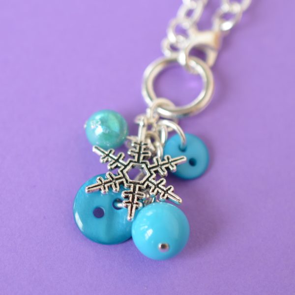 Christmas Snowflake Turquoise Tree Cluster Button Bracelet