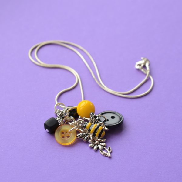 Black & Yellow Bee Cluster Button Pendant
