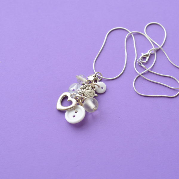 White Sheep Cluster Button Pendant