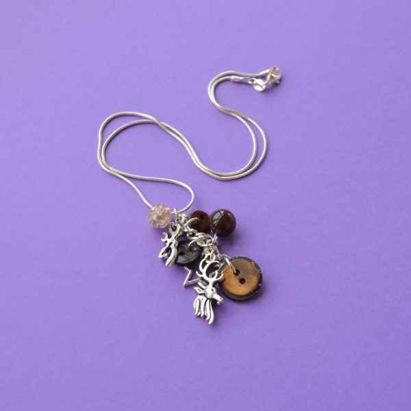 Brown Stag Cluster Button Pendant