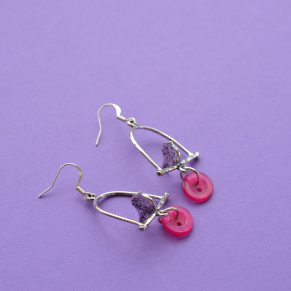 Hot Pink Bird on a Perch Earrings