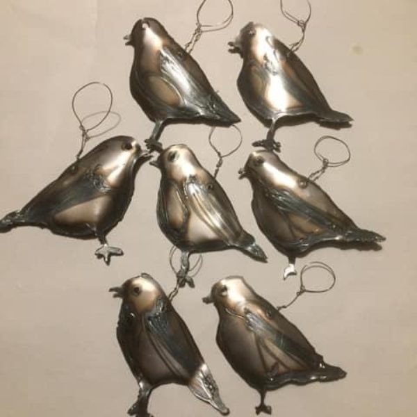 Lacquered Steel Robin Decoration