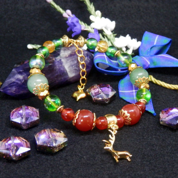 Red gold memory wire bracelet