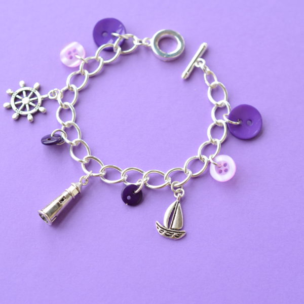 Purple Sailing Themed Charm Bracelet
