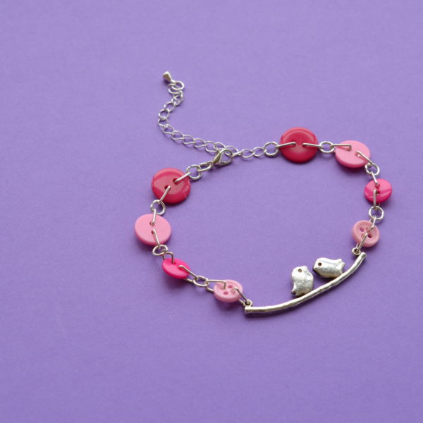 Pink Bird on a Wire Bracelet