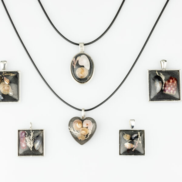 Night Time Beach Pendant - Square 2.5 cm - Silver Chain