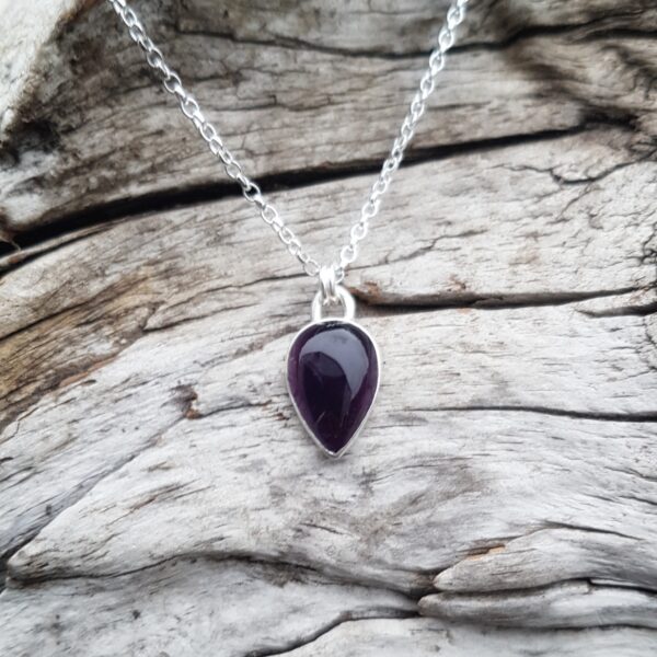 Amethyst Heart Drop Necklace