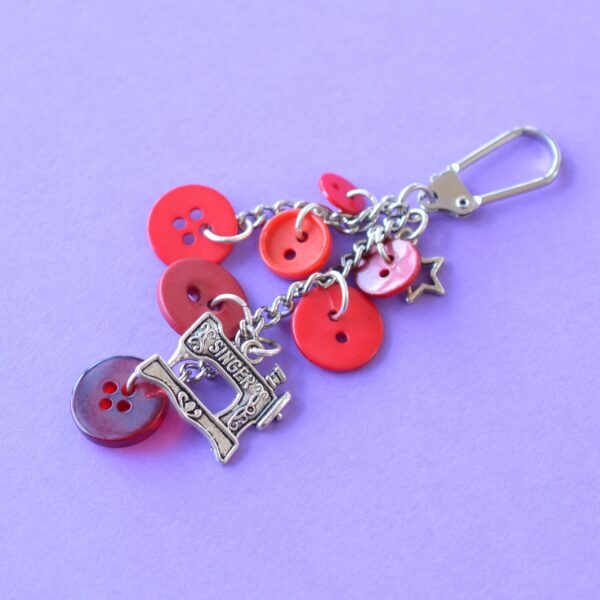 Red Sewing Machine Wee Cluster Bag Charm/Keyring