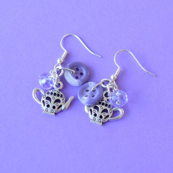 Lilac Teapot Cluster Button Earrings