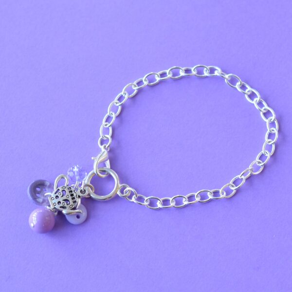 Lilac Teapot Cluster Button Bracelet