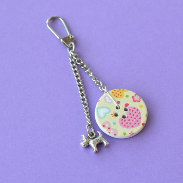 Scotty Dog and Heart Single Button Bag Charm/Keyring