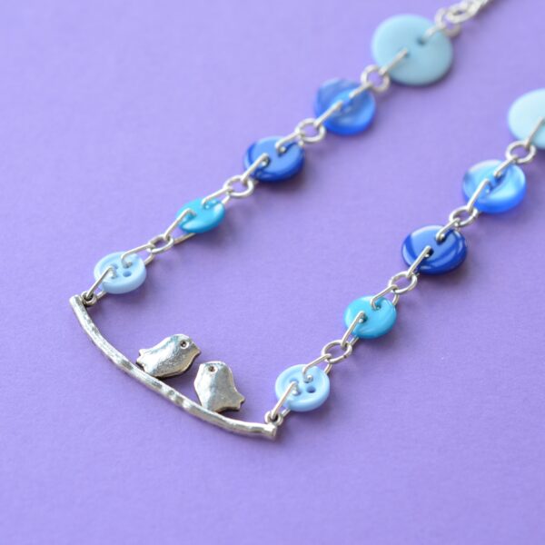 Blue Bird on a Wire Necklace