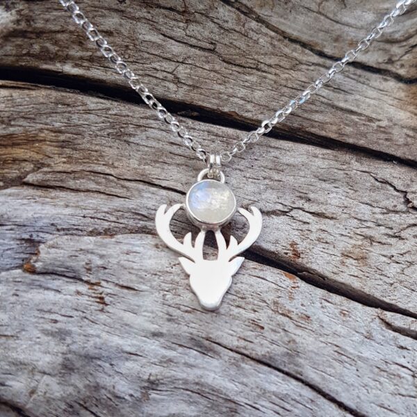 Blue Moonstone Stag Necklace