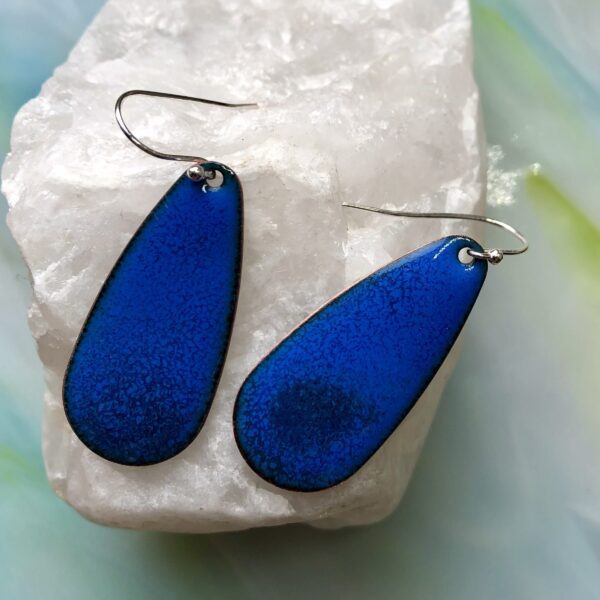 Blue Drop Enamel Earrings