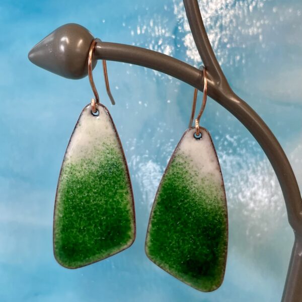 Green Drop Enamel Earrings
