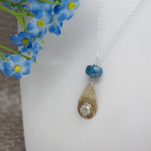 Sterling Silver Pendant Necklace with Blue Moonstone