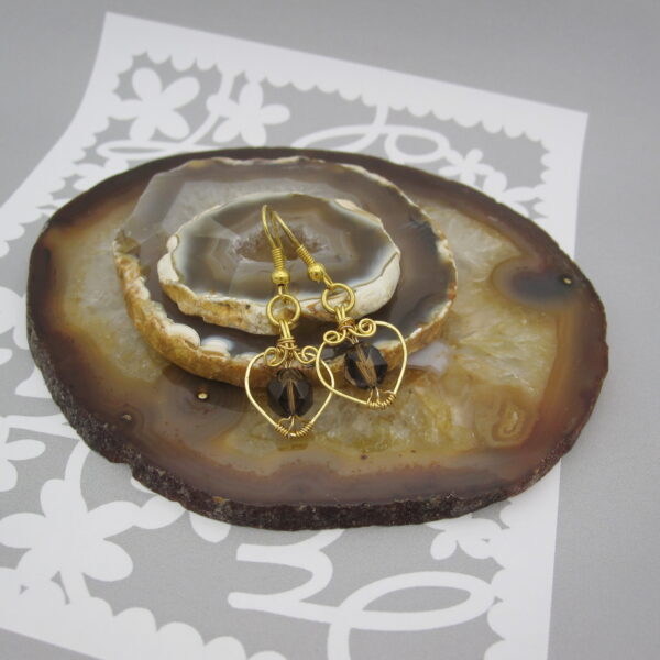 Gold Plated Smokey Quartz Earrings