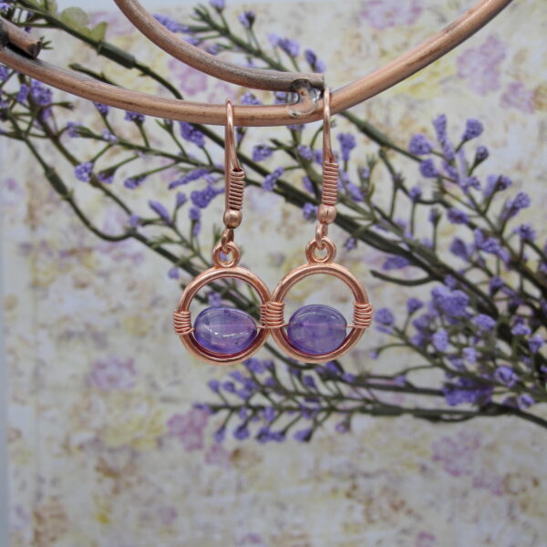 Rose Gold Plated Amethyst Earrings