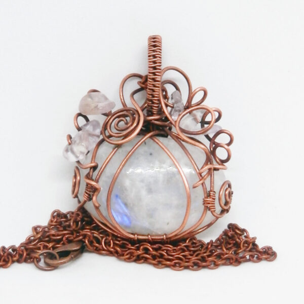 Rainbow Moonstone Pumpkin Pendant