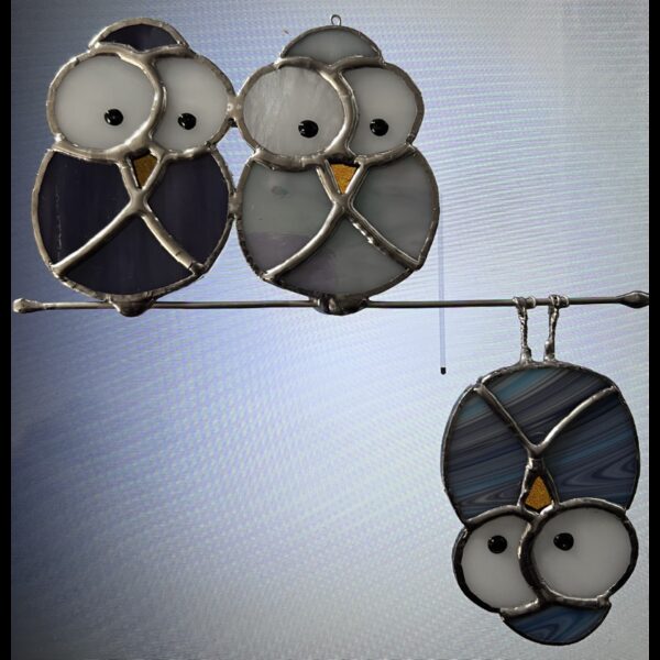 Three Crazy Owls Suncatcher