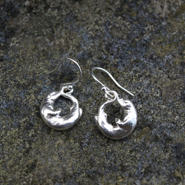 Sterling Silver Otter Earrings - small