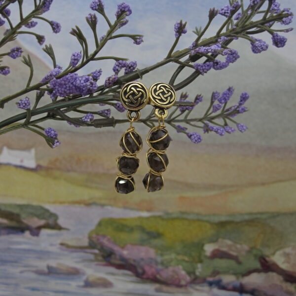 Gold Plated Smokey Quartz Earrings