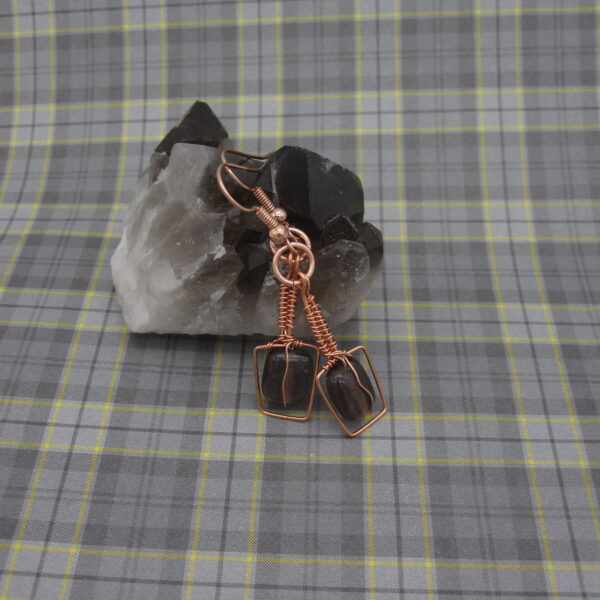 Rose Gold Plated Smokey Quartz Earrings