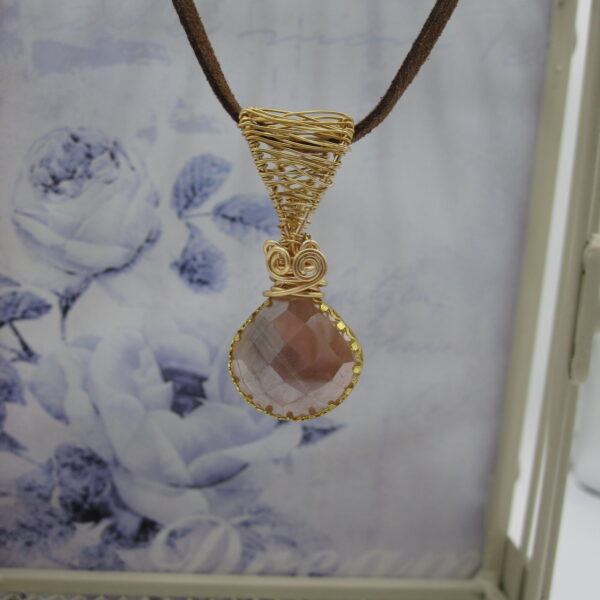 Gold Plated Peach Moonstone Pendant