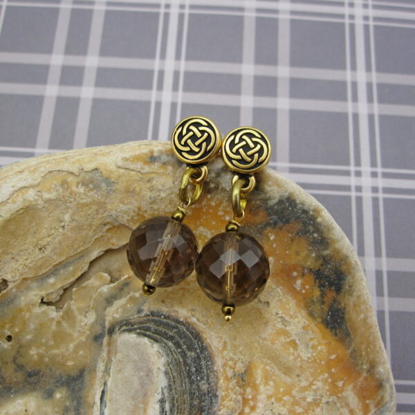 Celtic Earrings with Smokey Quartz