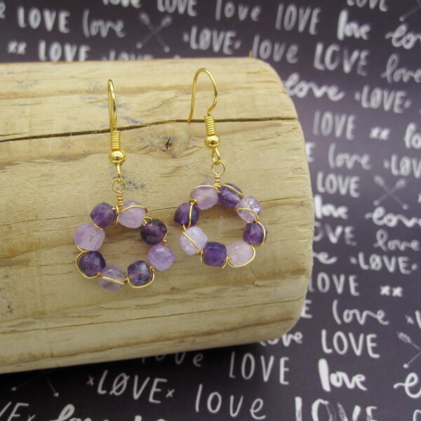 Gold Plated Amethyst Earrings