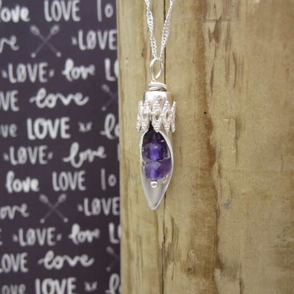 Handcrafted Silver Slipper Pendant with Amethyst
