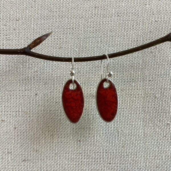 Deep Red Ember Glaze Ceramic Earrings