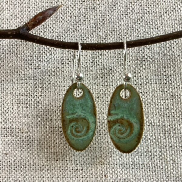 Light Leaf-Green Glaze Ceramic Earrings